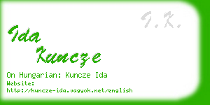 ida kuncze business card